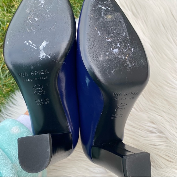 Via Spiga Women's Baran Block Heel Leather Pumps 37EU 7M US - Picture 6 of 9